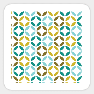 Mid Century Modern Teal Gold Petal Print Sticker